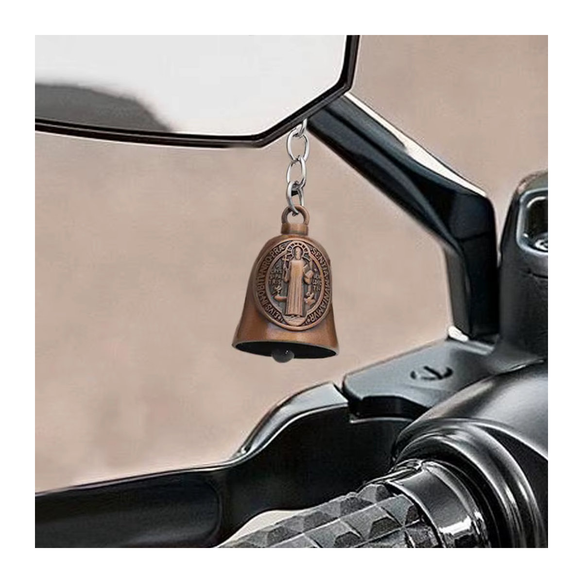 Retro Gremlin Glocke Viel Glück Jesus Design als Motorrad Zubehör und Glücksbringer in Bunt - Bild 2