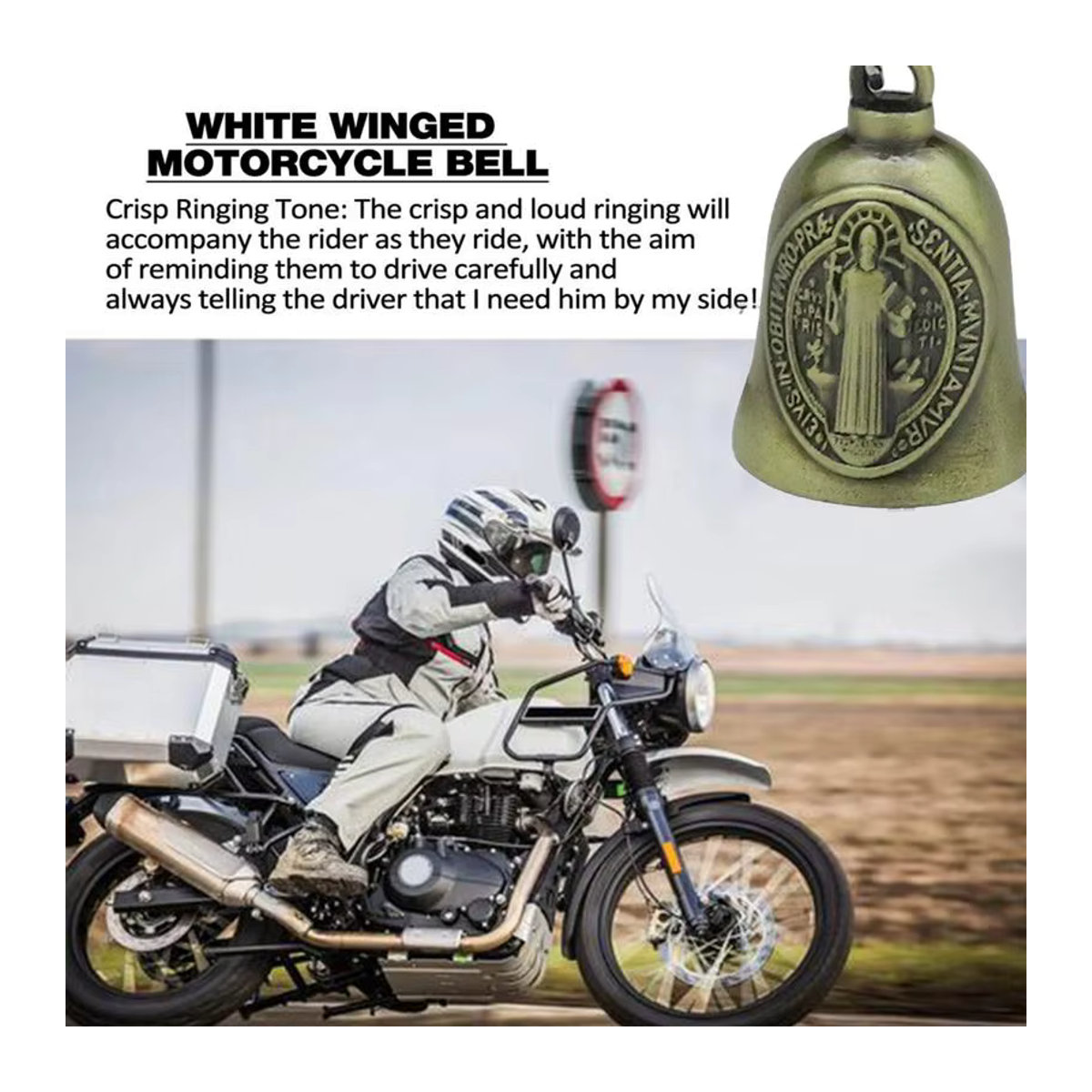 Retro Gremlin Glocke Viel Glück Jesus Design als Motorrad Zubehör und Glücksbringer in Bunt - Bild 5