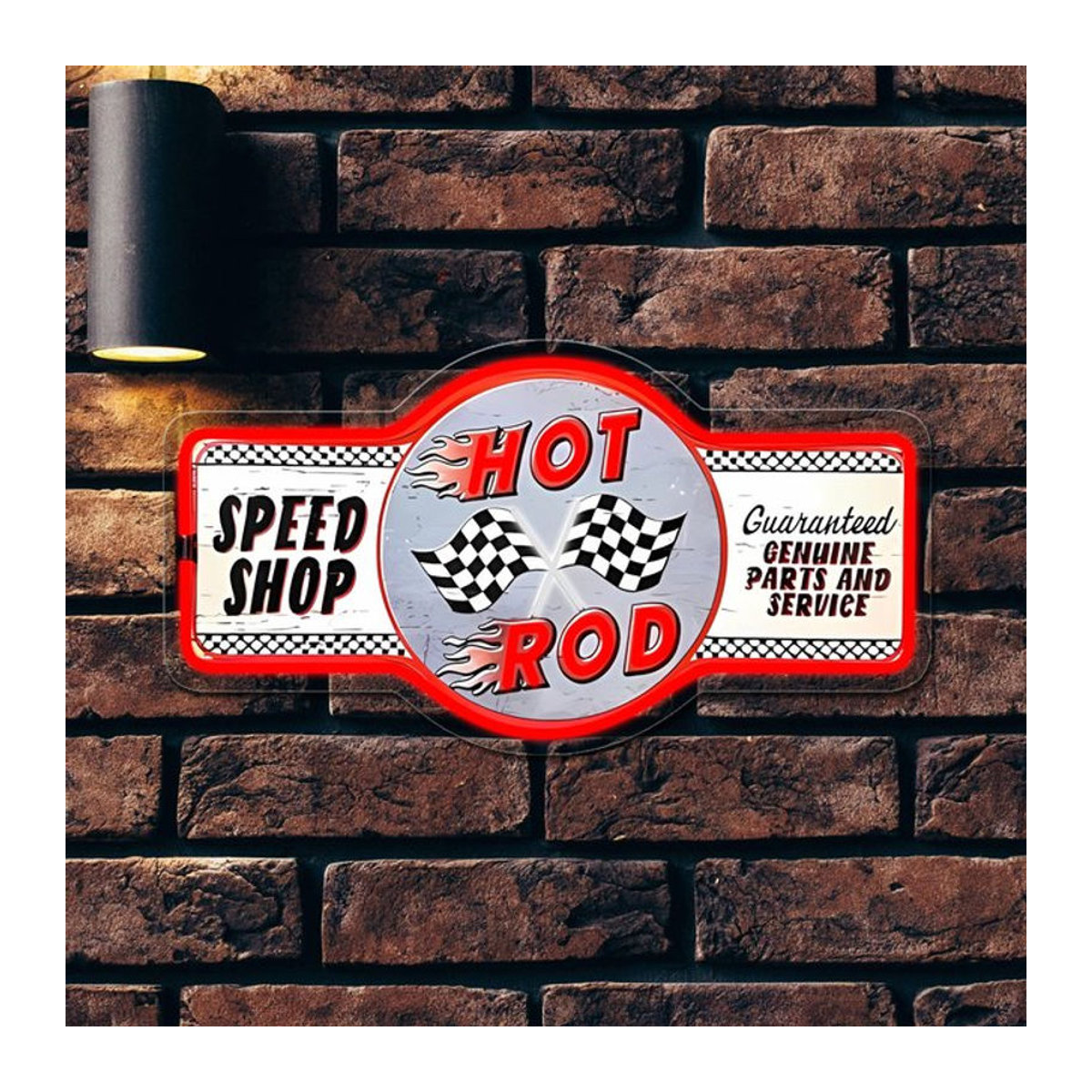 Retro Hot Rod Garage UV-gedrucktes Neonschild Dekoration in Rot und Bunt - Bild 1