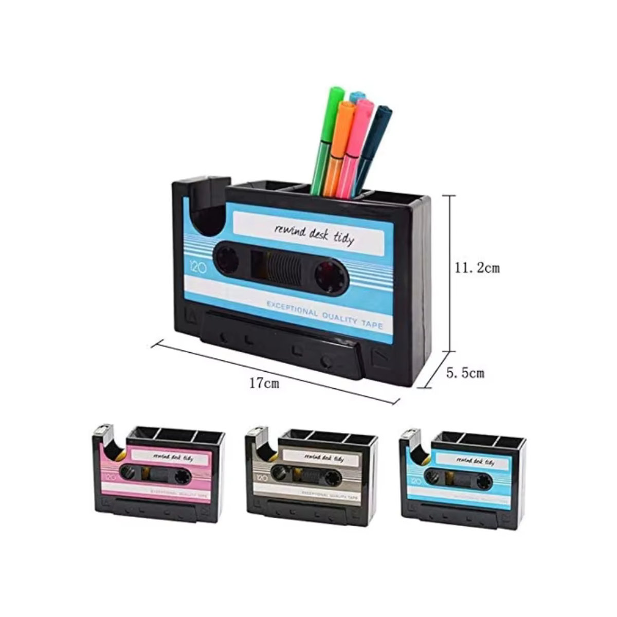 Retro Kassette Stifthalter aus Kunstharz und Kunststoff in Schwarz als Desktop Organizer und Büro Dekoration - Bild 5