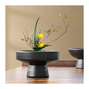Retro Keramik Vase in Schwarz für Schnittblumen und Topfpflanzen als Vintage Deko-Ornament
