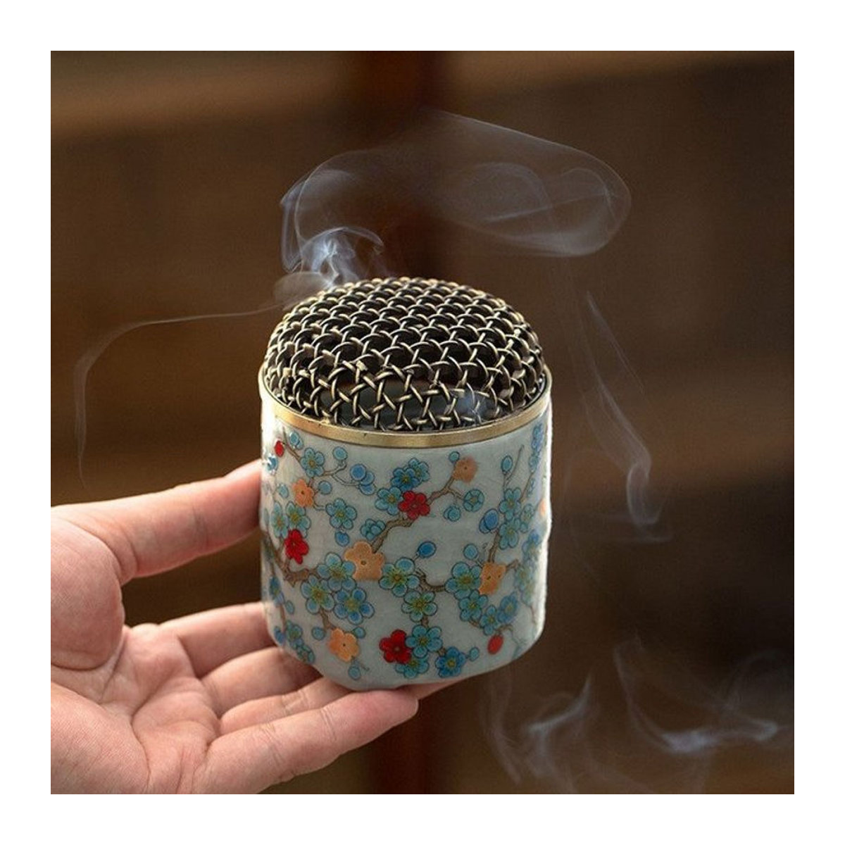 Retro Keramik Weihrauchbrenner in Weiß für Tee-Zeremonien und Aroma-Diffusor für Adlerholz und Sandelholz - Bild 1