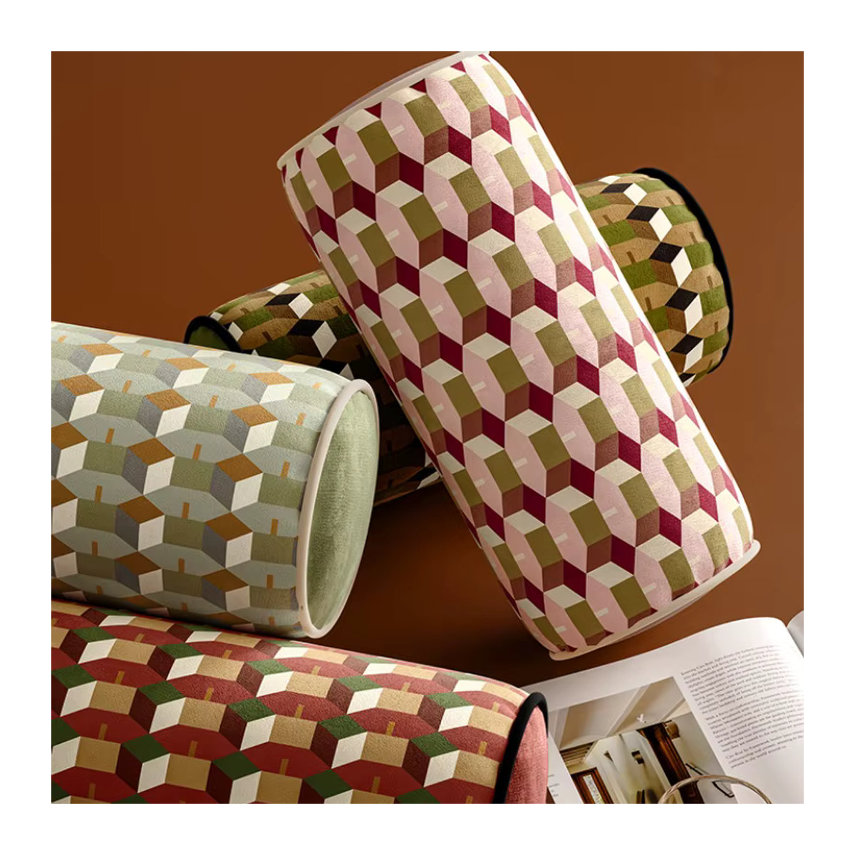 Retro Kissenbezug aus Samt mit geometrischem Luxus-Design für Sofa, Stuhl und Bett in runder Form - Bild 4
