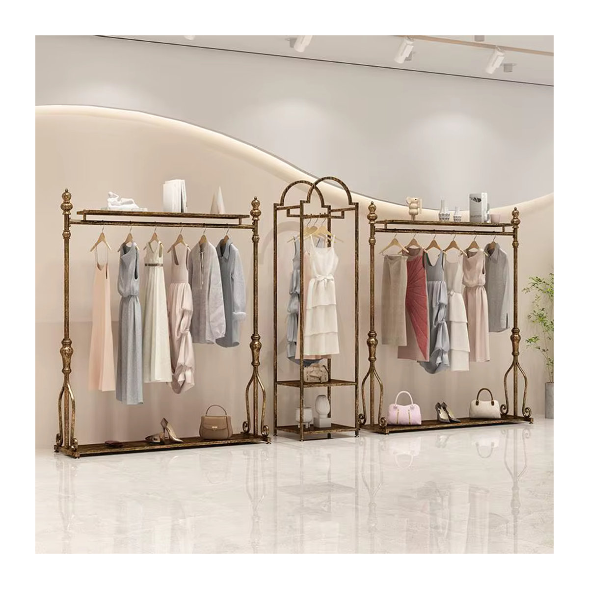 Retro Kleiderständer aus Schmiedeeisen in Bronze und Gold im Vintage-Design - Bild 3