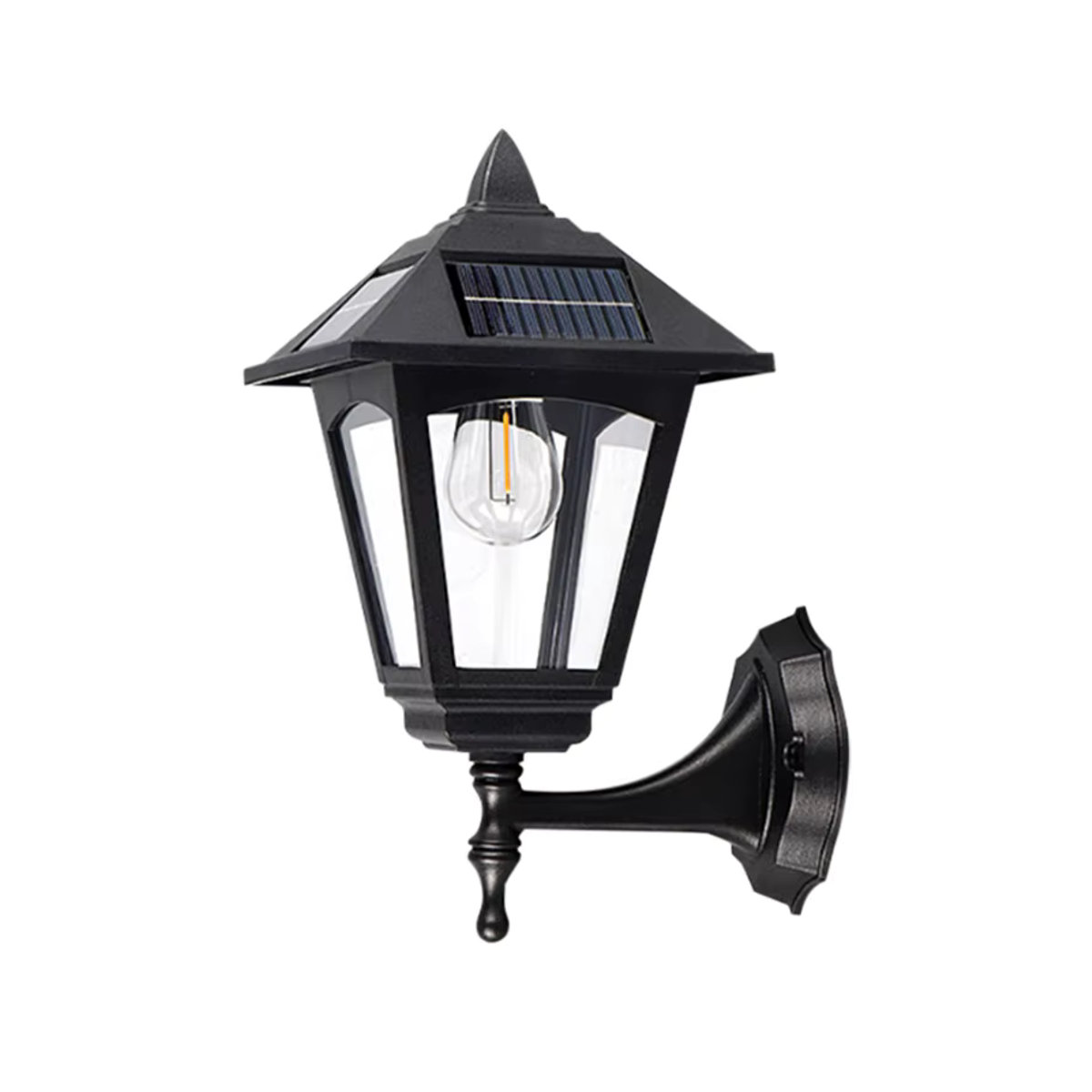 Retro LED Solar Wandleuchte Schwarz Wasserdicht für Garten und Hof - Bild 4