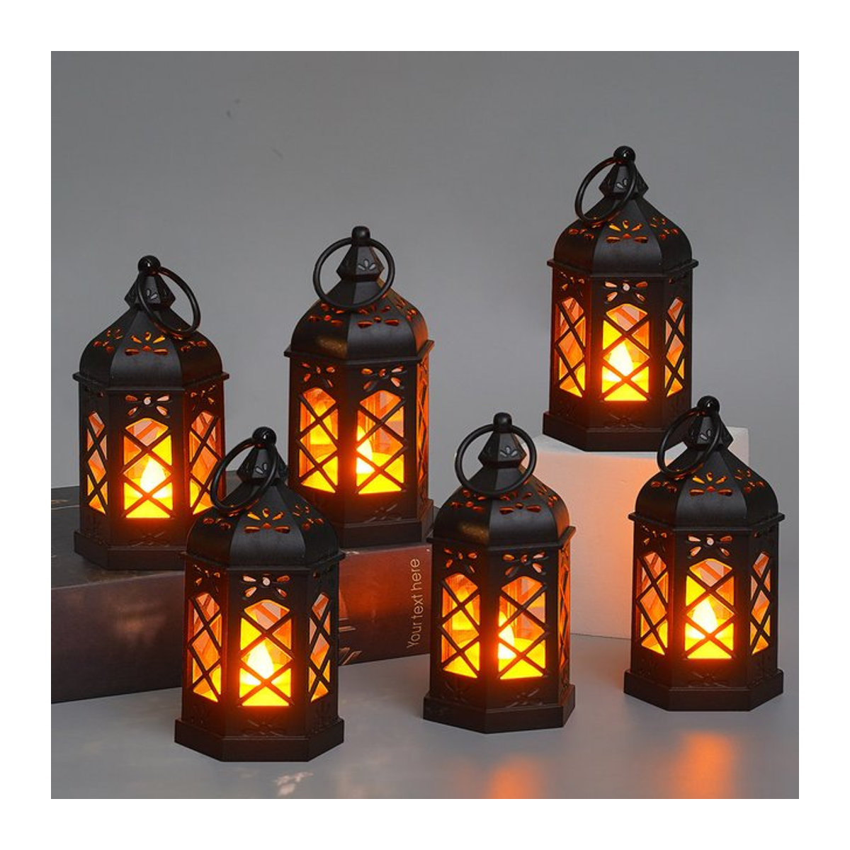 Retro LED Tischlampe aus Metall in Schwarz als dekorative Sechseck-Windlampe - Bild 1
