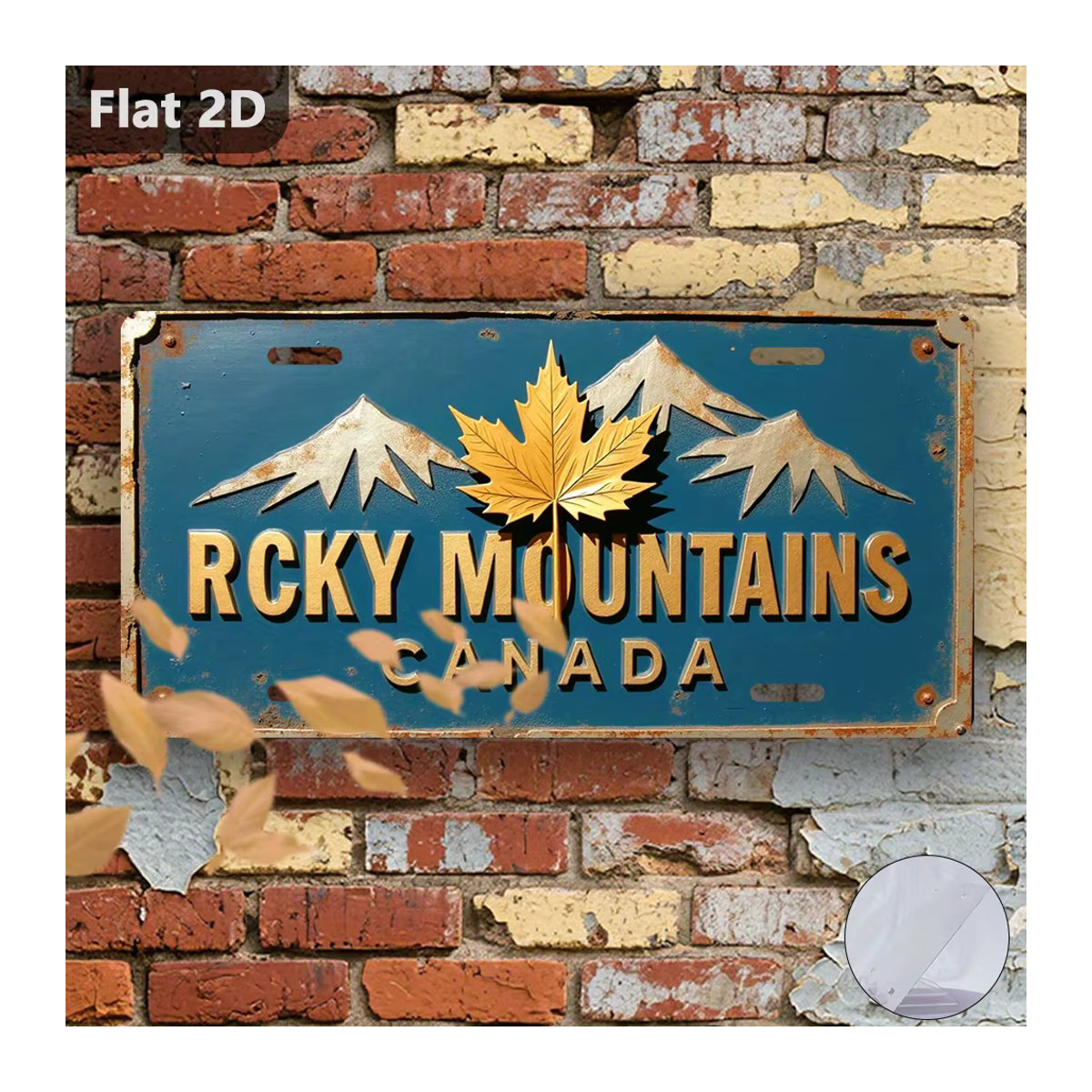 Retro Metall-Wanddekoration Rocky Mountains Kanada Landschaft, Bunt, B/H: 30,5 x 30,5 cm - Bild 2
