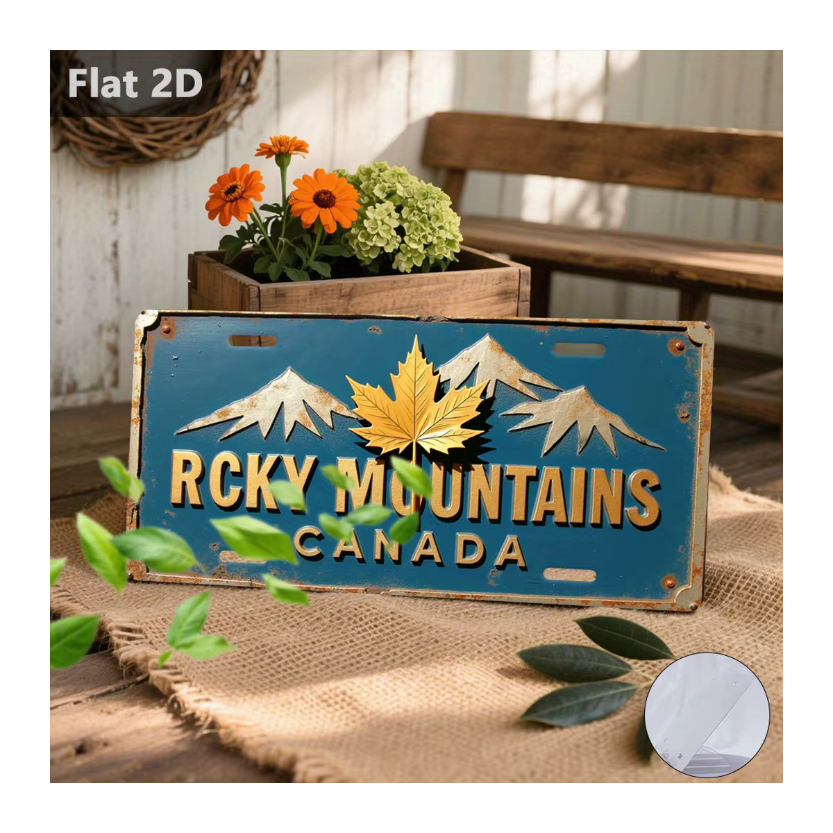 Retro Metall-Wanddekoration Rocky Mountains Kanada Landschaft, Bunt, B/H: 30,5 x 30,5 cm - Bild 4