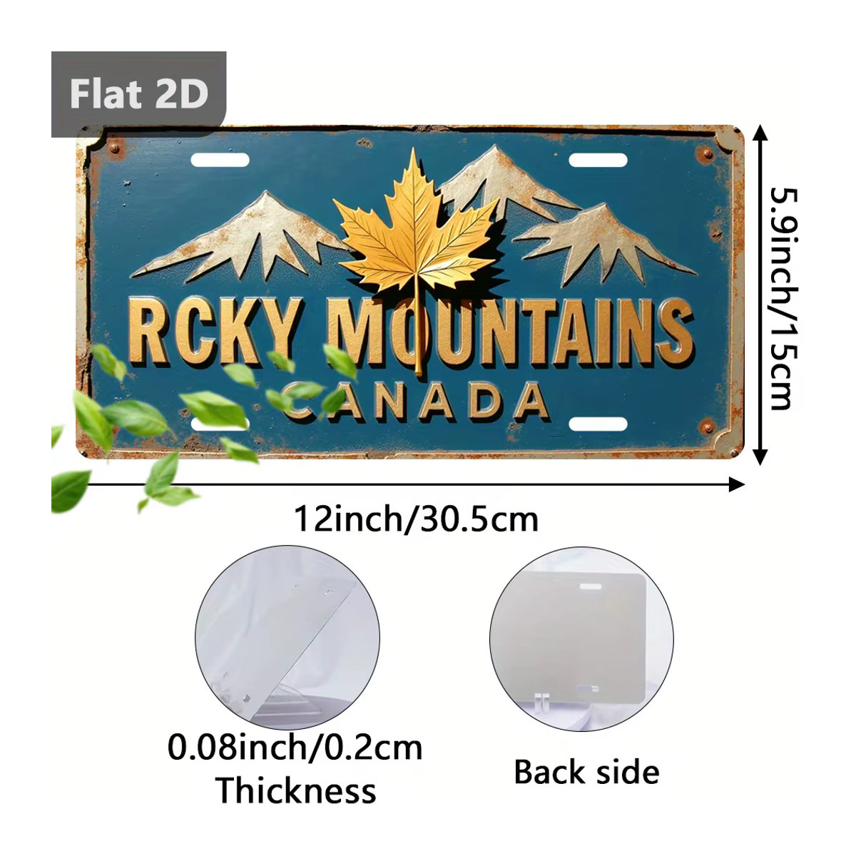 Retro Metall-Wanddekoration Rocky Mountains Kanada Landschaft, Bunt, B/H: 30,5 x 30,5 cm - Bild 5