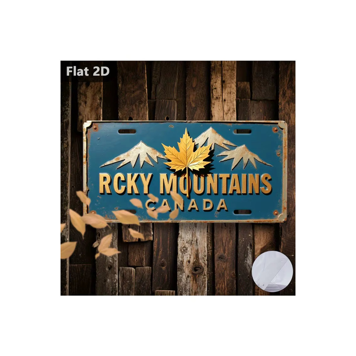 Retro Metall-Wanddekoration Rocky Mountains Kanada Landschaft, Bunt, B/H: 30,5 x 30,5 cm - Bild 6