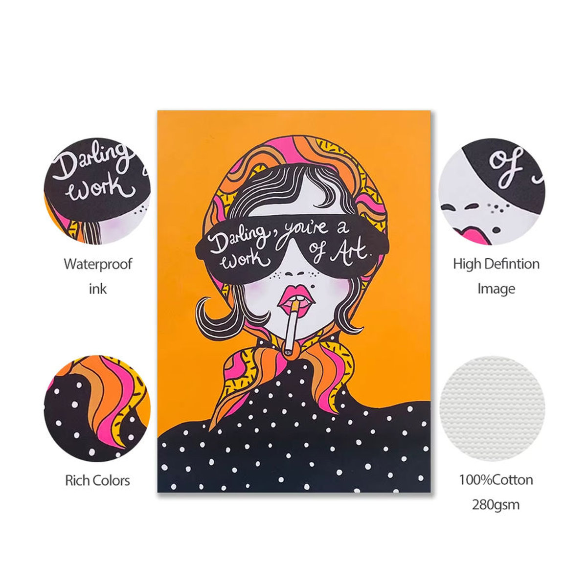 Retro Mode Mädchen Disco Poster Leinwand Wandbild Abstraktes Porträt Vintage Cartoon Wanddeko Mehrfarbig - Bild 3