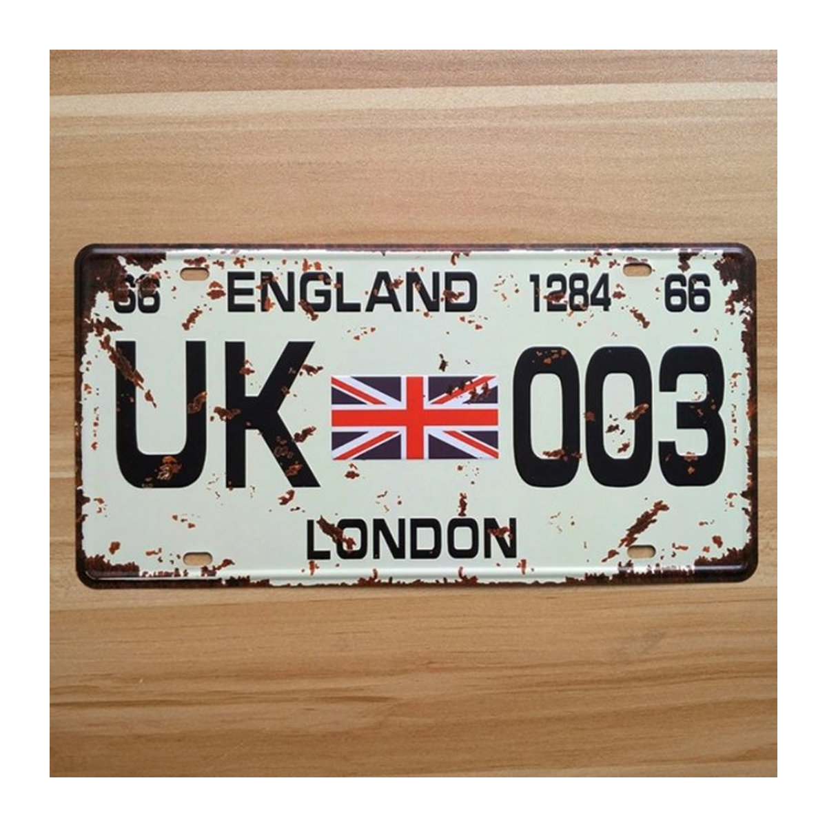 Retro-Nummernschild CIFBUY UK-003 London England Vintage Metallblechschild Weiß B: 30 cm, H: 15 cm - Bild 1