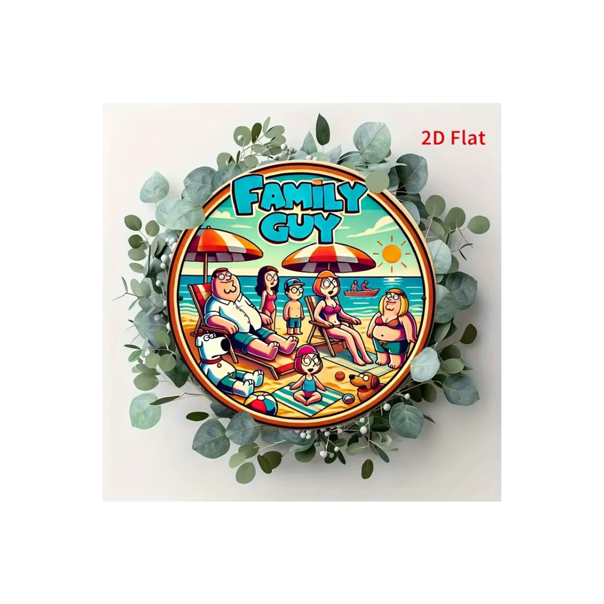 Retro-Stil 2D Flat Metall Wandbild Family Guy Strandszene, mehrfarbig, B/H: 20,32 x 20,32 cm - Bild 6