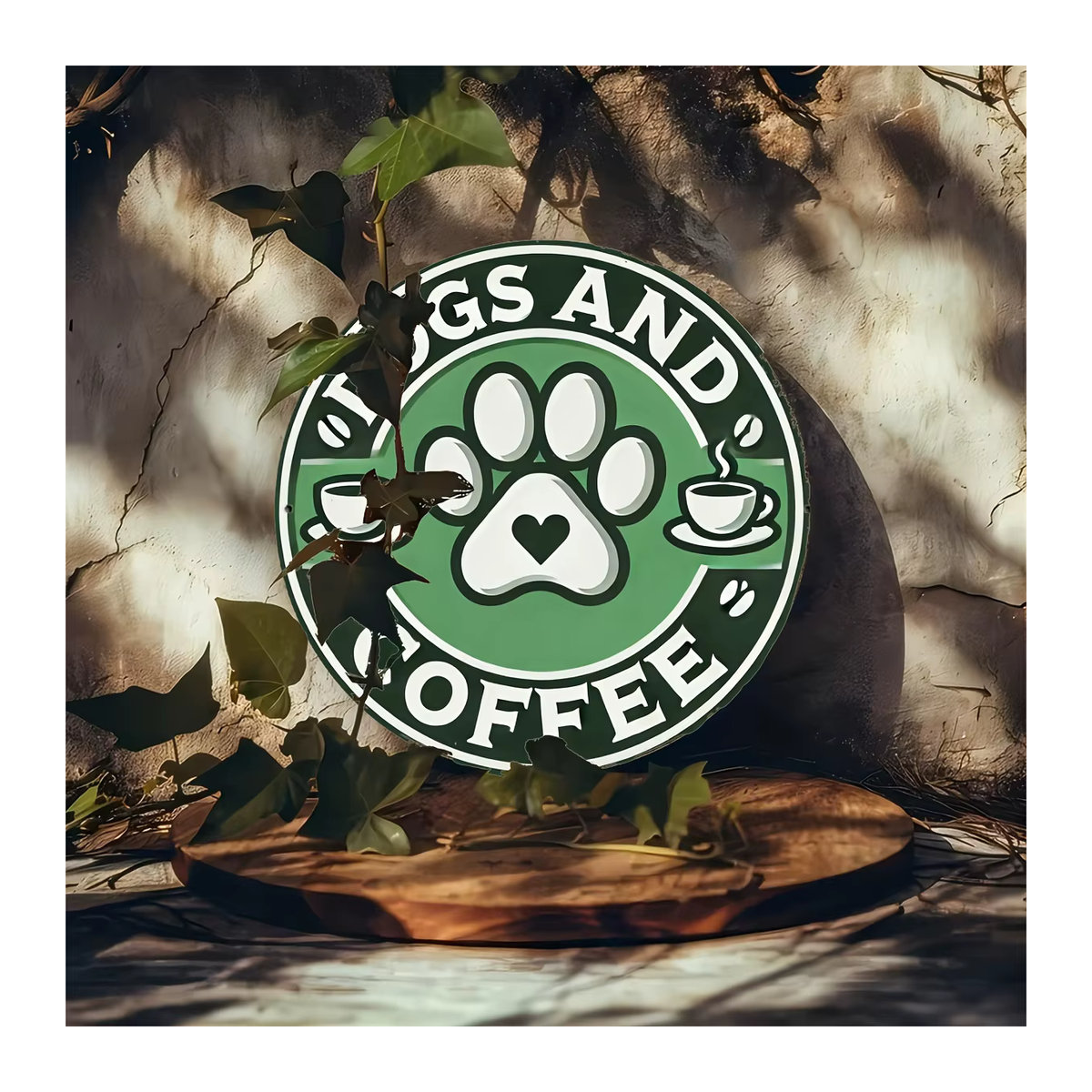 Retro Wanddekoration Hunde und Kaffee aus Metall in Grün, rundes Vintage Blechschild für Zuhause, Café oder Bar, Durchmesser: 20,3 cm - Bild 6