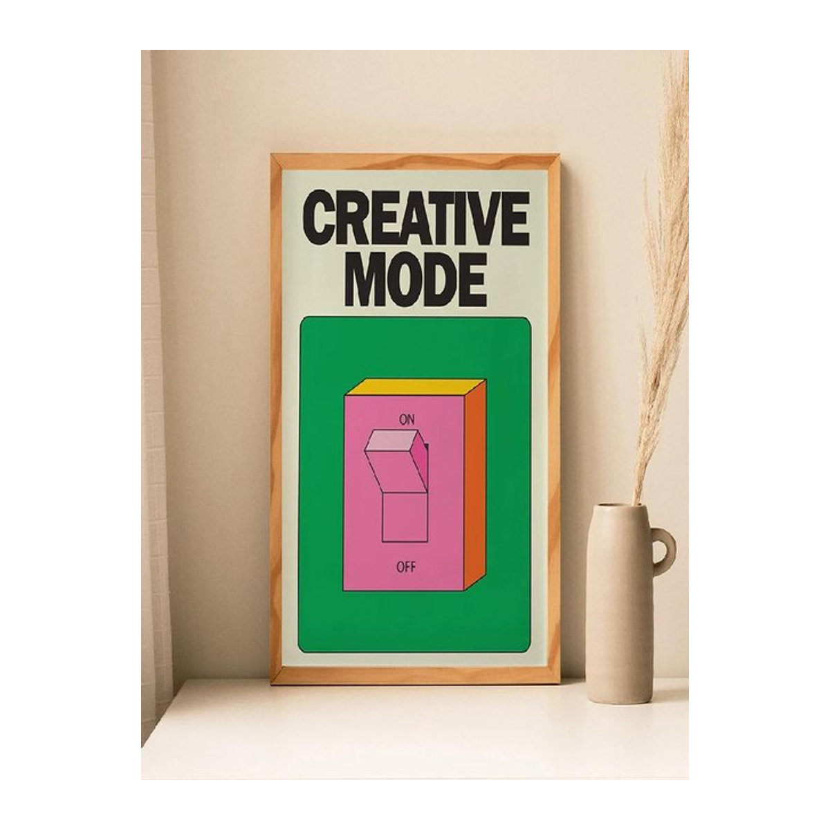Retro Wandkunst Leinwanddruck Potdemiel Schalter Typografie in Rosa und Mehrfarbig für deine Wohnzimmerdekoration - Bild 1