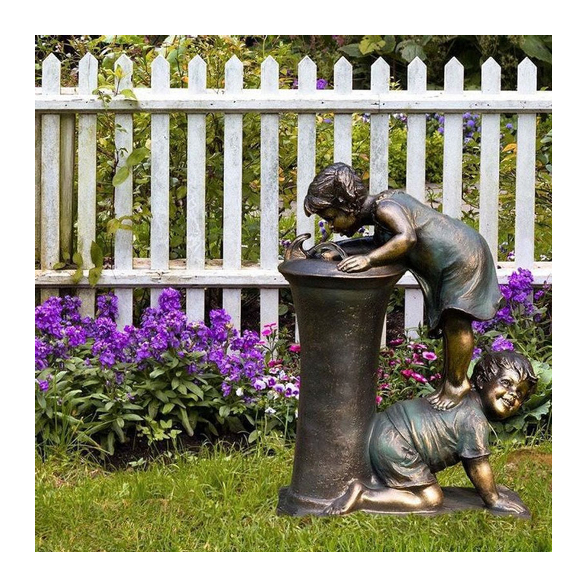 Retro Wasserspiel Skulptur aus Kunstharz in Bunt als Gartenornament für Kinder und Dekoration im Außenbereich - Bild 1