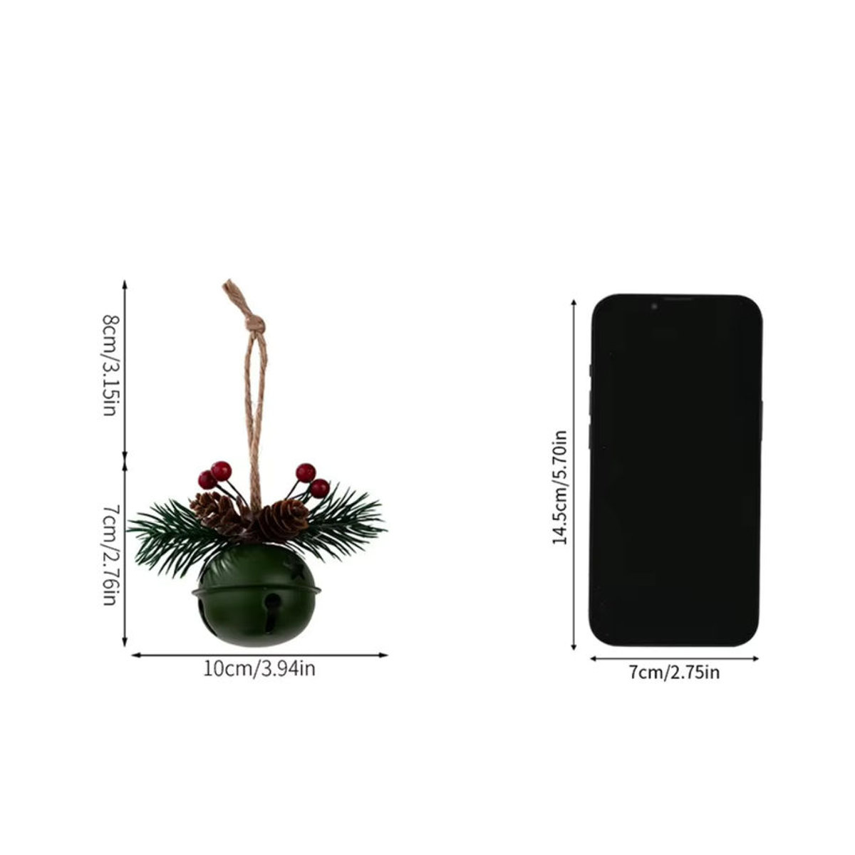 Retro Weihnachtsglocken Set aus Metall mit Sternen und Schnur als Hängeornament für deinen Weihnachtsbaum, mehrfarbig - Bild 4