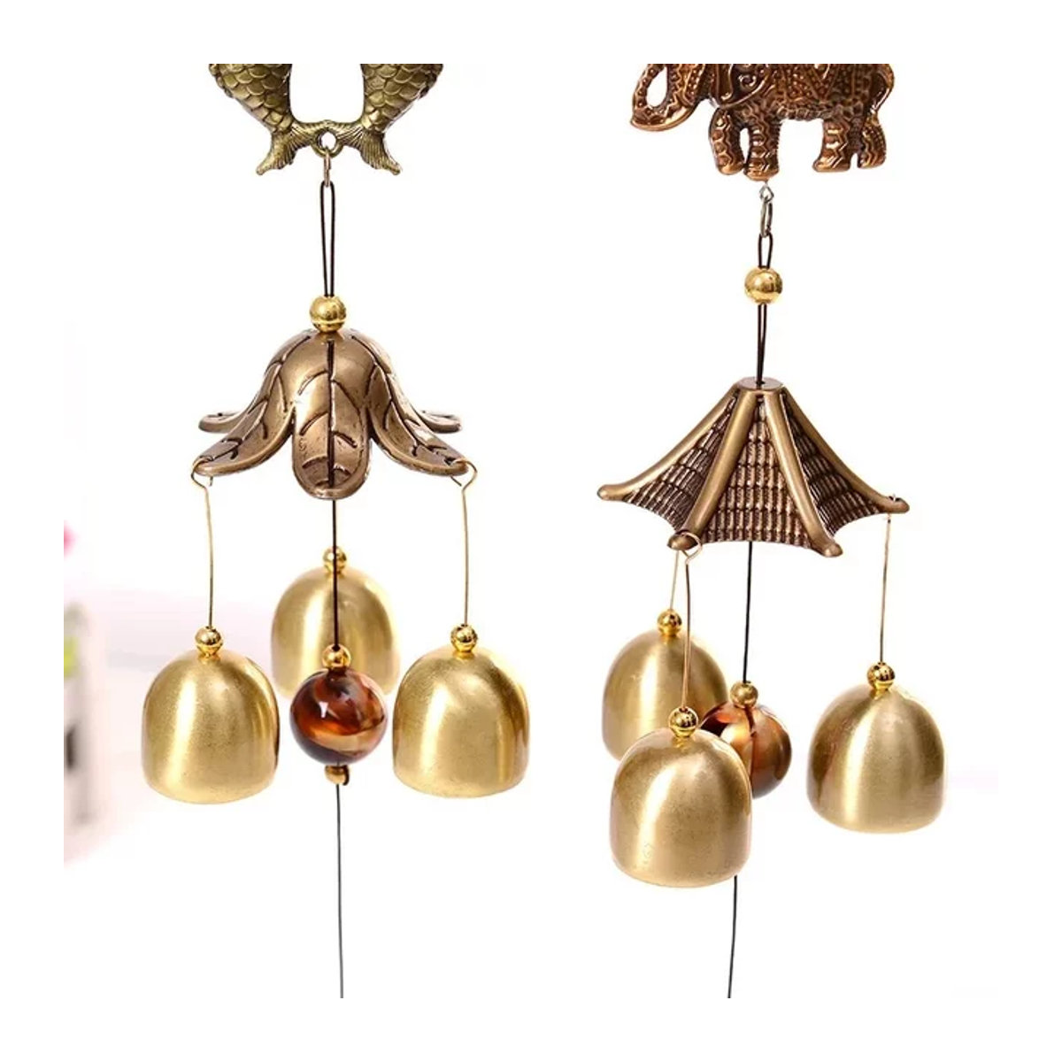 Retro Windspiel aus Metall in Kupfer, Gold und Grau als dekoratives Windglück für Garten, Hof und Wohnzimmer - Bild 1