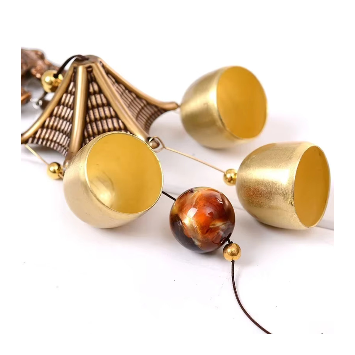 Retro Windspiel aus Metall in Kupfer, Gold und Grau als dekoratives Windglück für Garten, Hof und Wohnzimmer - Bild 3