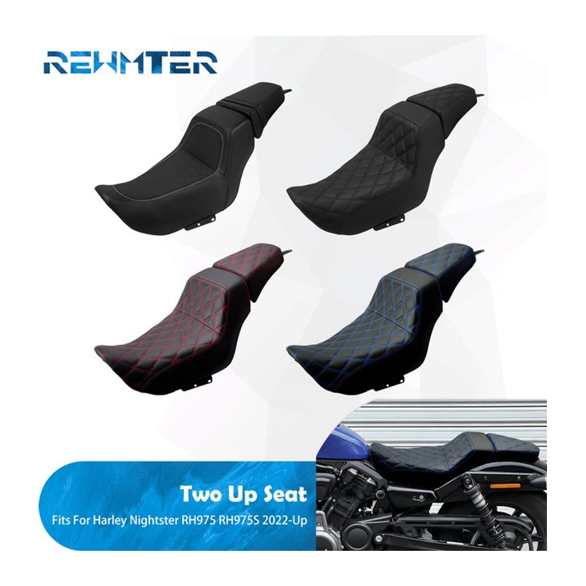 REWMTER Sitzkissen Set für Harley Nightster RH975 und RH975S (2022-2024) für Fahrer und Sozius in Schwarz - Bild 1