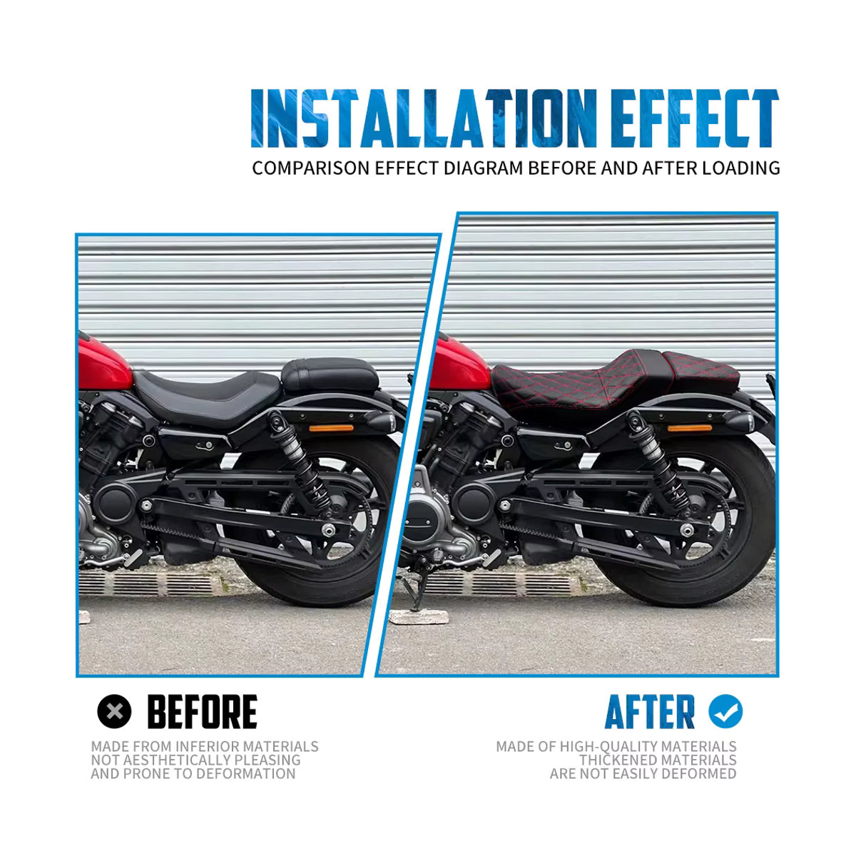 REWMTER Sitzkissen Set für Harley Nightster RH975 und RH975S (2022-2024) für Fahrer und Sozius in Schwarz - Bild 2