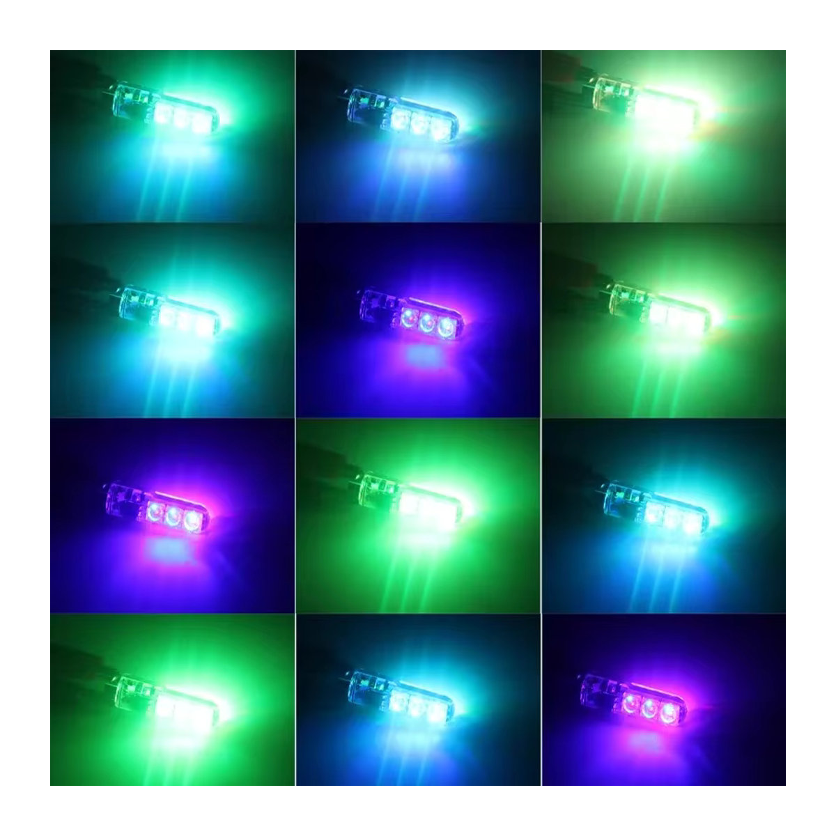 RGB LED Birne T10 W5W 12SMD 5050 mit Fernbedienung und Flash-Funktion für Auto CANbus 194 168 - Bild 4