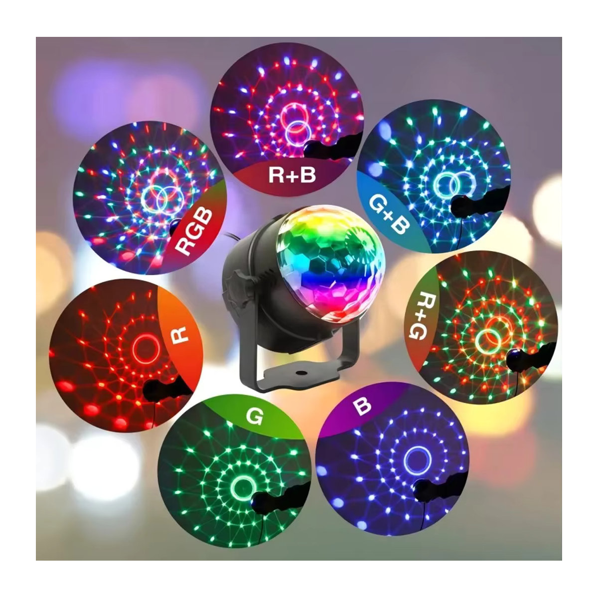 RGB LED Kristall Magic Ball Effektlampe für Party, Disco und Bühne in Rotierenden Farben - Bild 3