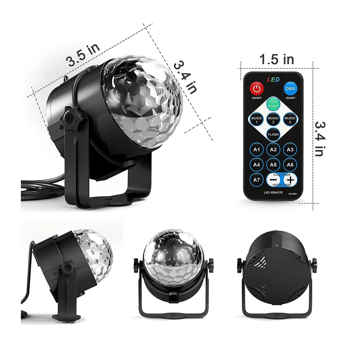 RGB LED Kristall Magic Ball Effektlampe für Party, Disco und Bühne in Rotierenden Farben - Bild 4