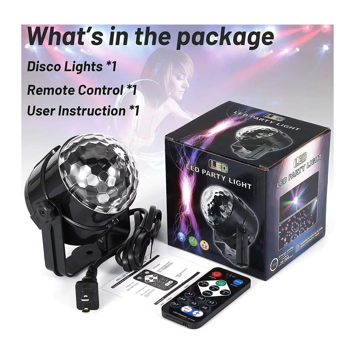 RGB LED Kristall Magic Ball Effektlampe für Party, Disco und Bühne in Rotierenden Farben - Bild 6