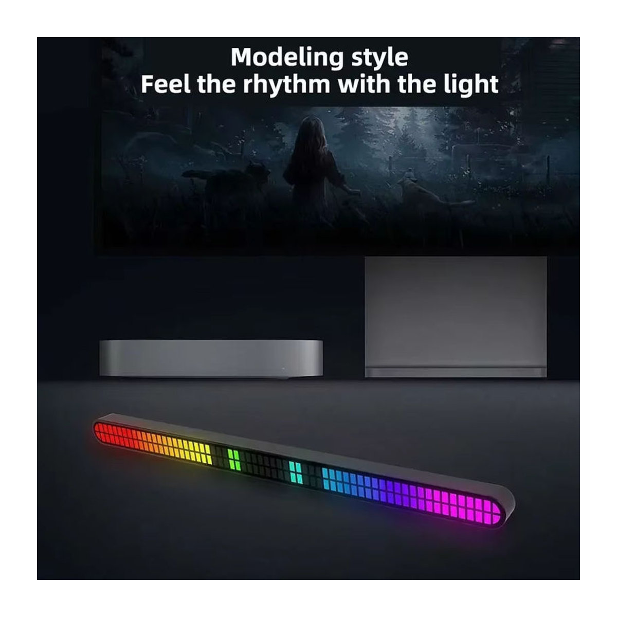 RGB LED Lichtleiste mit Musik-Rhythmus-Funktion und Magnetbefestigung, bunt, Länge: 30 cm - Bild 3