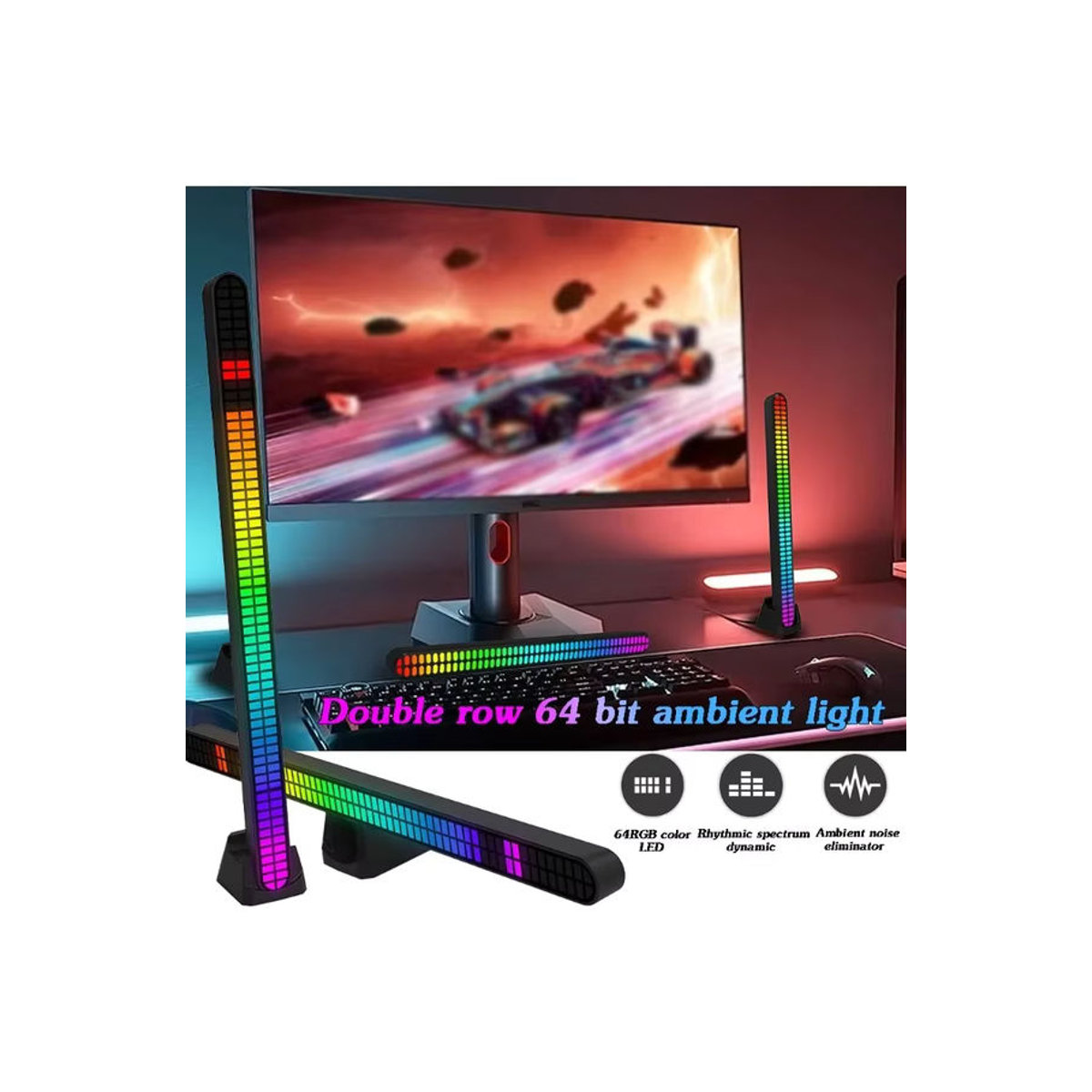 RGB LED Lichtleiste mit Musik-Rhythmus-Funktion und Magnetbefestigung, bunt, Länge: 30 cm - Bild 7