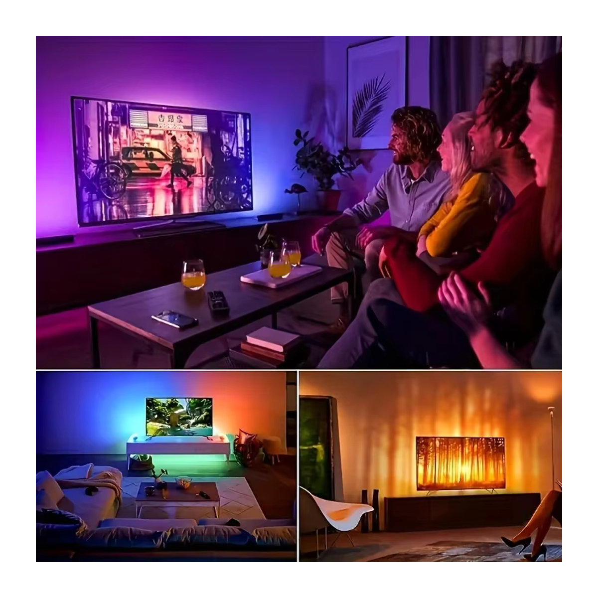 RGB LED-Streifen mit USB-Anschluss und Bluetooth-App-Steuerung sowie 24-Tasten-Fernbedienung für TV-Hintergrundbeleuchtung, Bunt - Bild 3