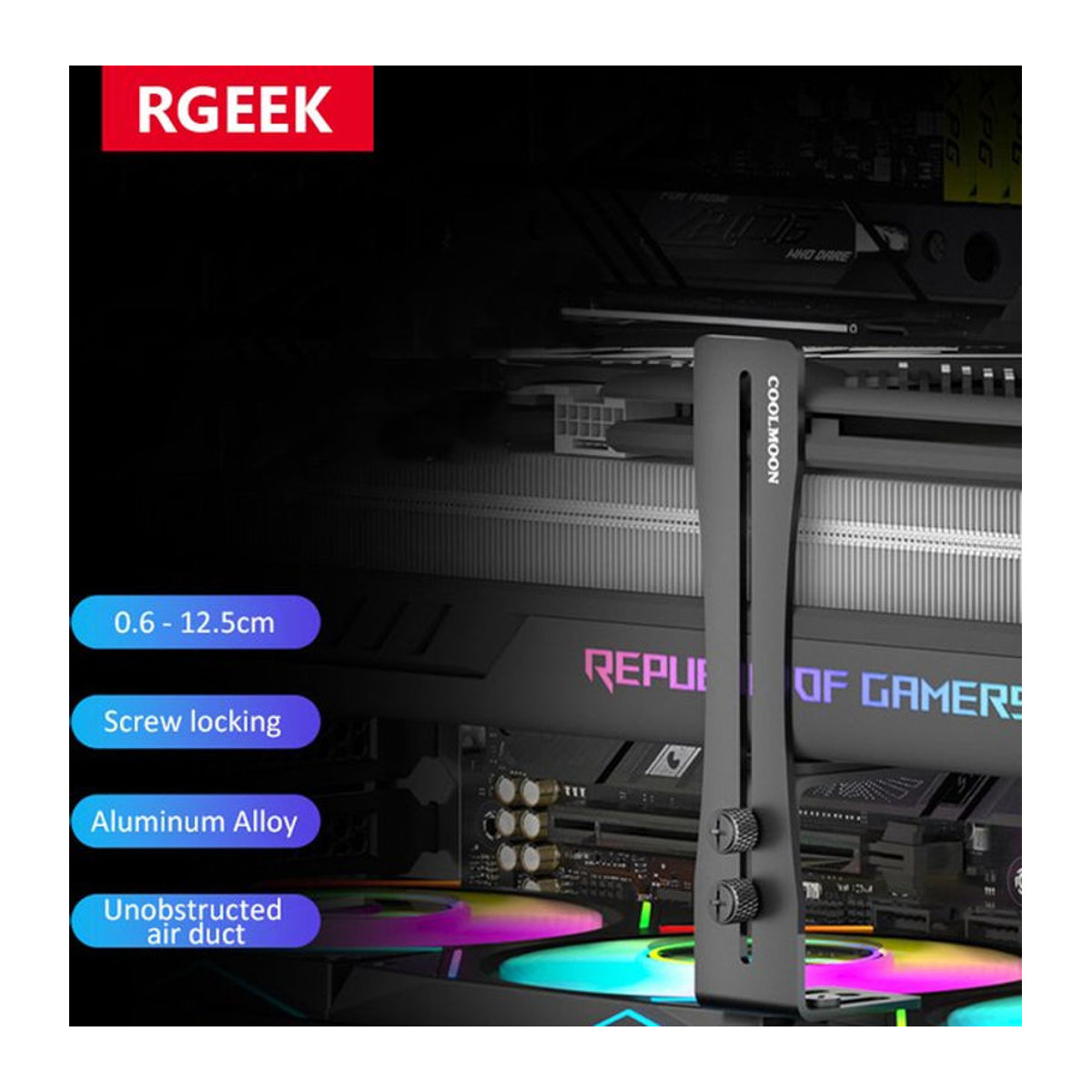 RGEEK Grafikkartenhalter aus Metall in Schwarz zur Stabilisierung deiner GPU - Bild 1