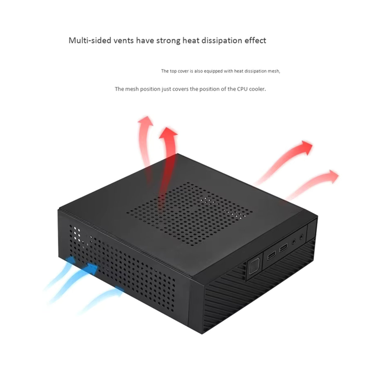 RGEEK ITX M06 Mini-Desktop-Gehäuse in Schwarz, minimalistisches Computergehäuse mit Unterstützung für 2,5 Zoll Festplatten und 17 x 17 cm Motherboard - Bild 6