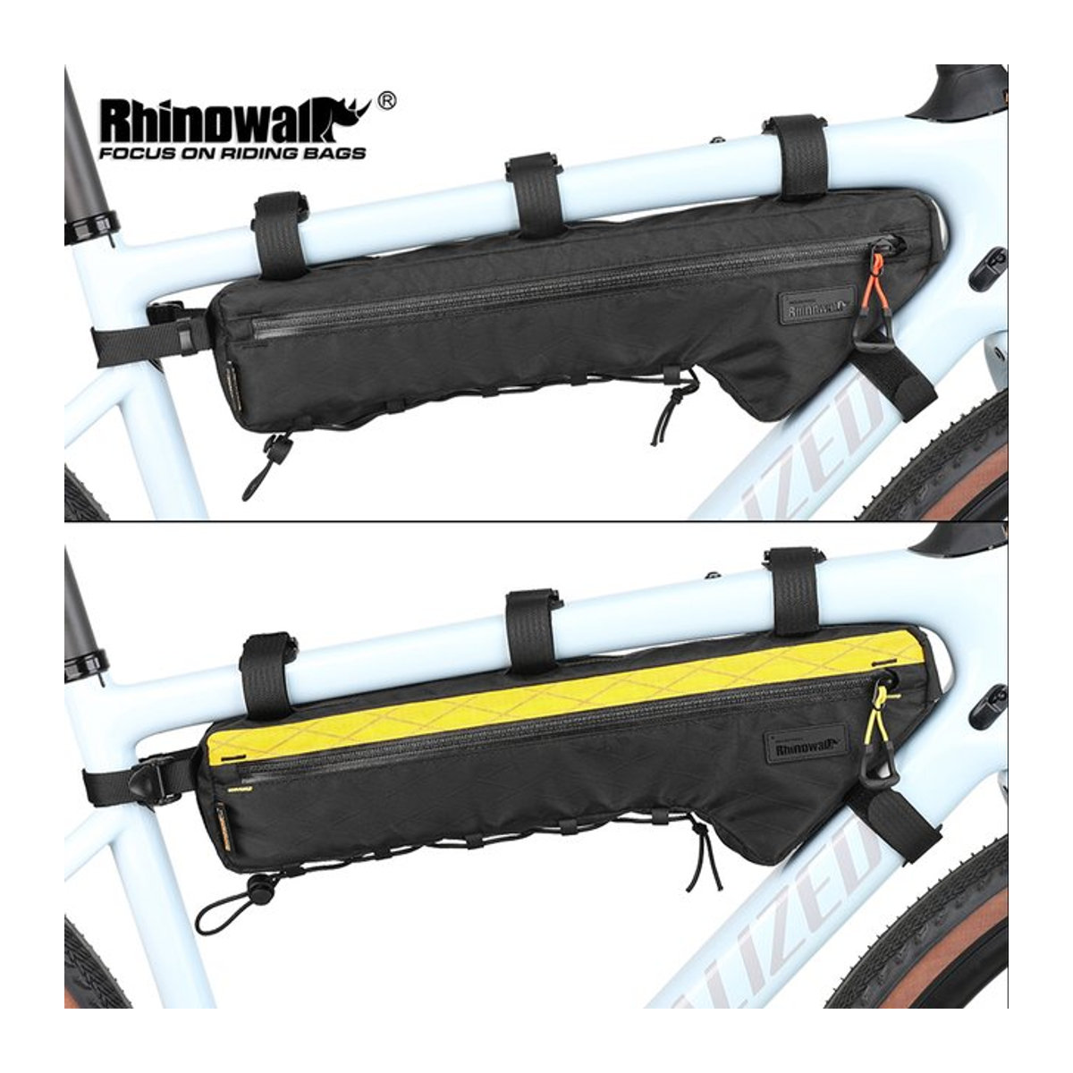 Rhinowalk Fahrradrahmentasche Schwarz wasserabweisend für MTB, Rennrad und Gravelbike als dreieckige Querträgertasche - Bild 1