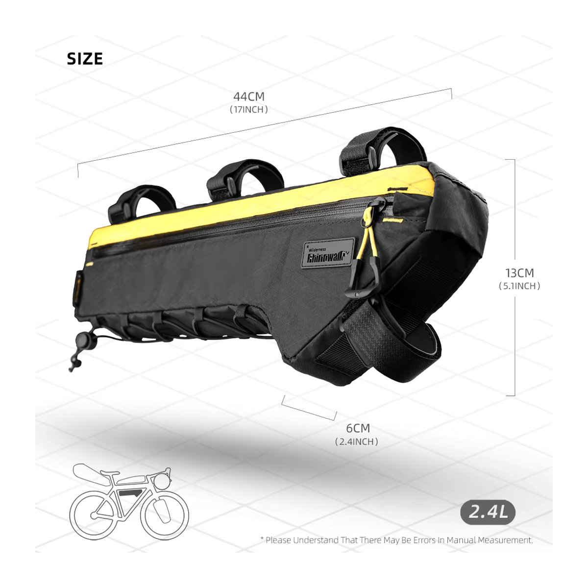 Rhinowalk Fahrradrahmentasche Schwarz wasserabweisend für MTB, Rennrad und Gravelbike als dreieckige Querträgertasche - Bild 4