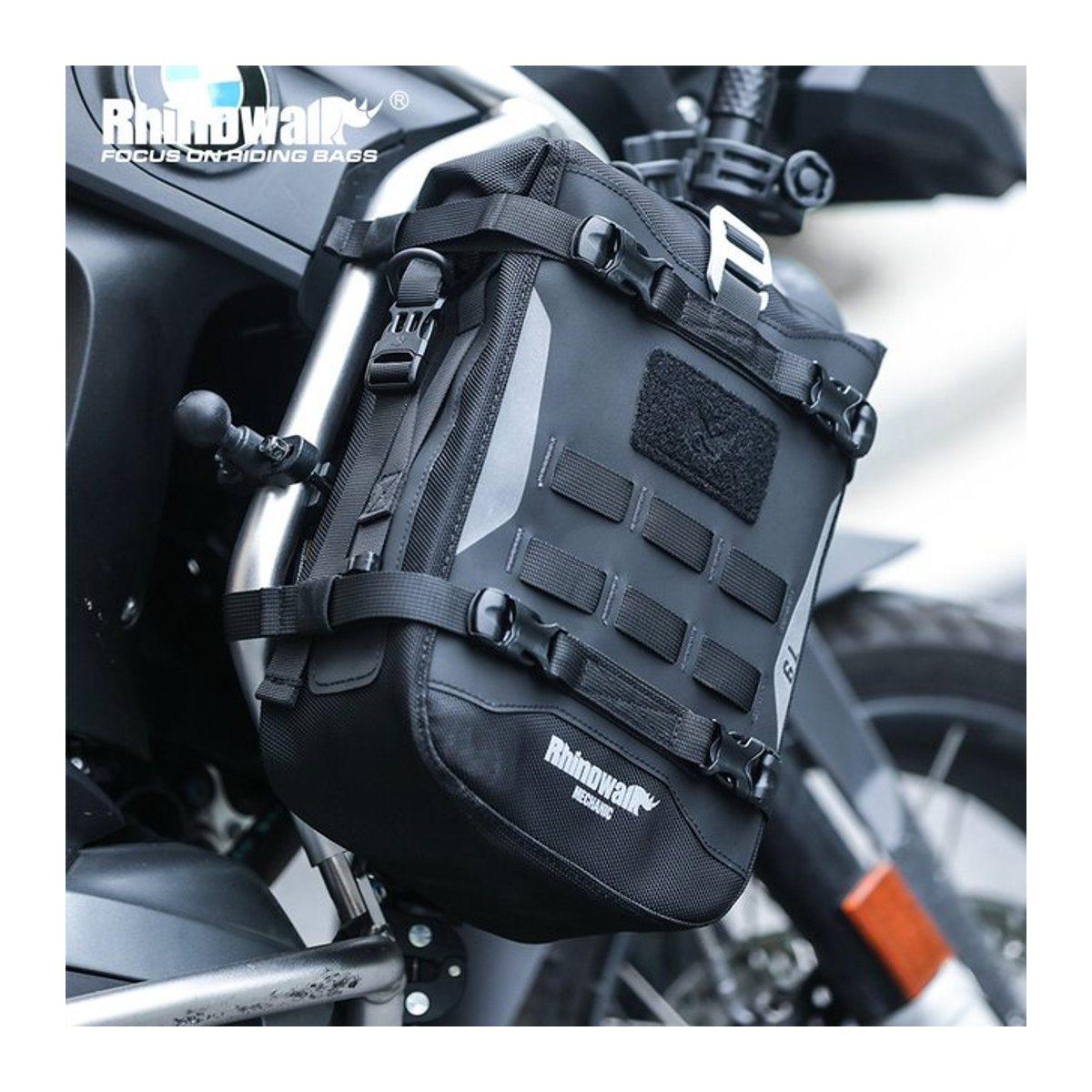 Rhinowalk Motorrad-Stoßstangentasche Schwarz, 6 l wasserdichte Sturzbügeltasche mit innerer Stützplatte für Reisegepäck - Bild 1