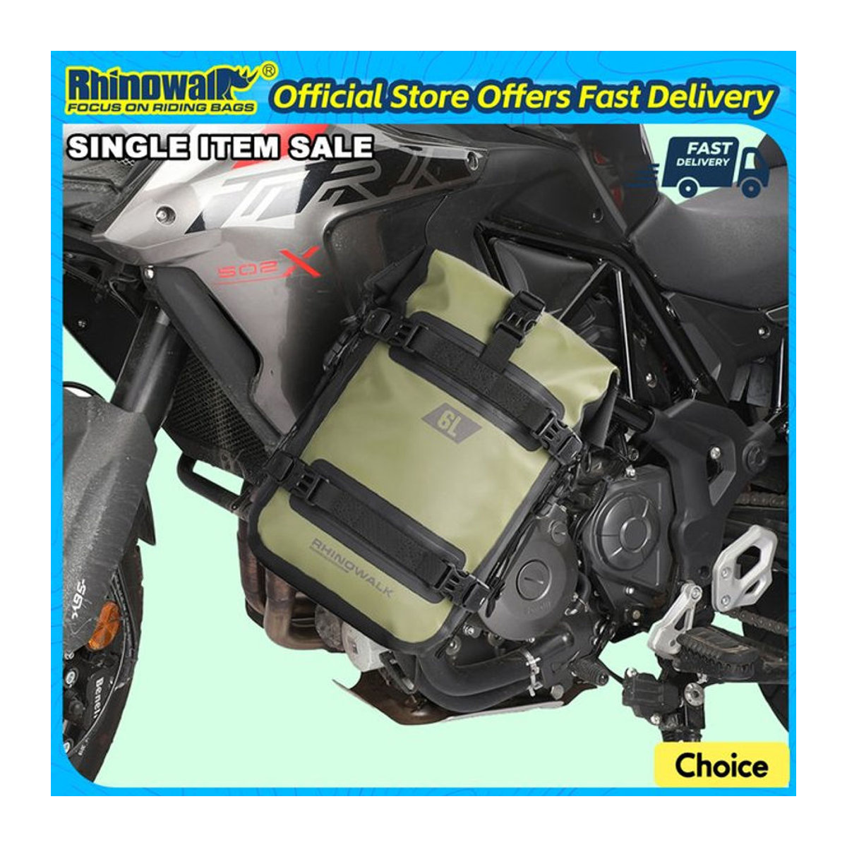 Rhinowalk Motorrad-Stoßstangentasche wasserdicht 6 l Schwarz - Bild 1