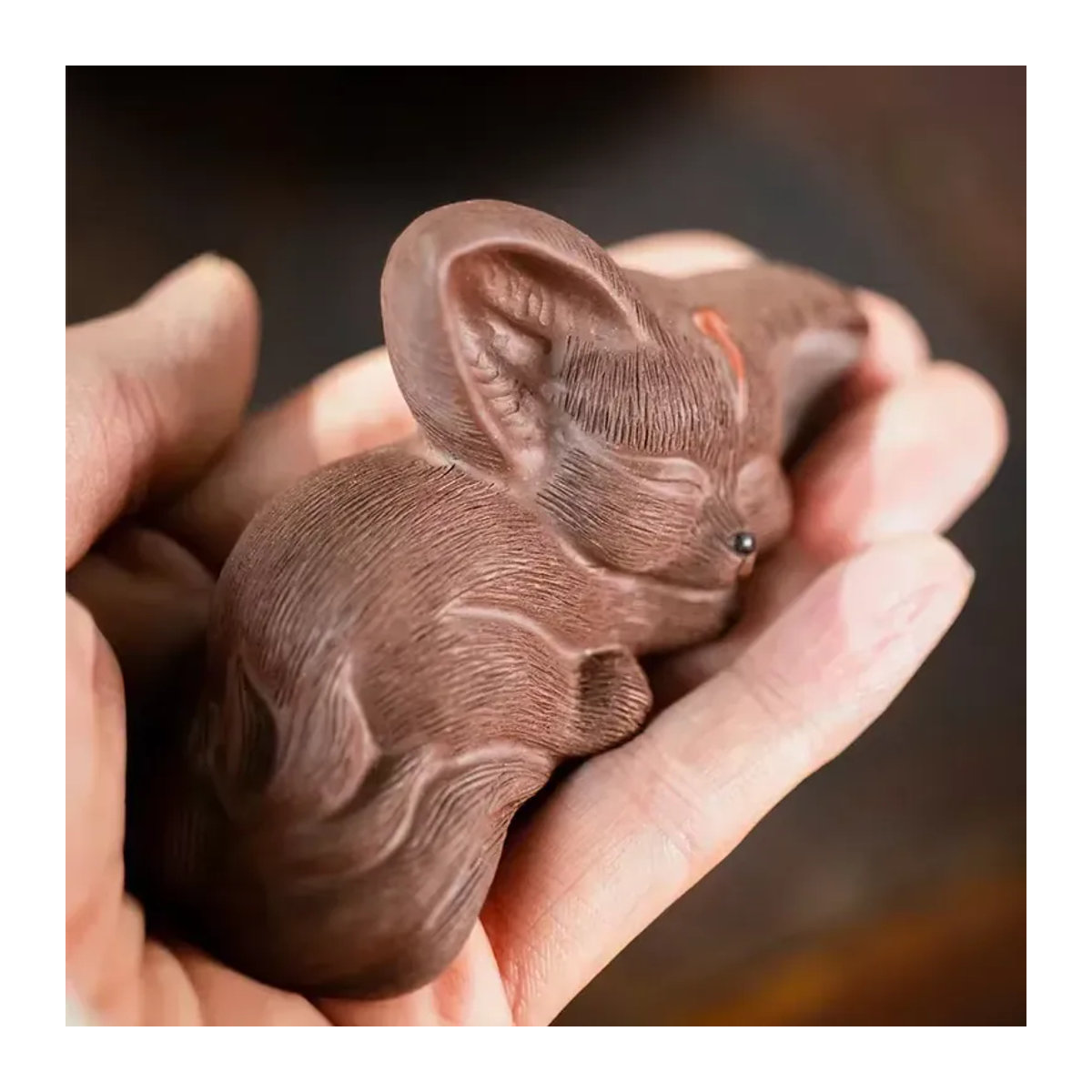 RI ONIY TEASET Fuchs-Statue aus lila Yixing-Ton, dekorative Keramik-Skulptur für dein Tee-Set - Bild 2
