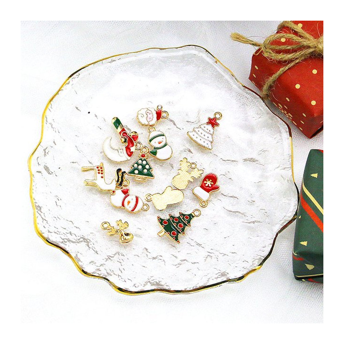 RIBBON HOUSE Weihnachts-Hängeornamente aus Metall, 20 Stück, mehrfarbig, gemischte Motive wie Weihnachtsmann - Bild 1