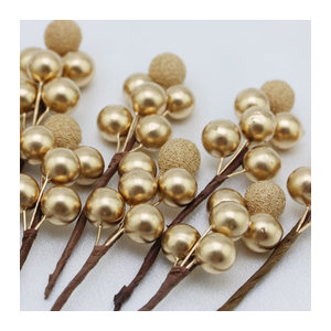 RIBBON HOUSE Weihnachtsbaum Beeren Dekoration Gold, 10er Paket, künstliche Beeren-Bouquet für Kranz und Hausdekoration, Höhe: 10 cm
