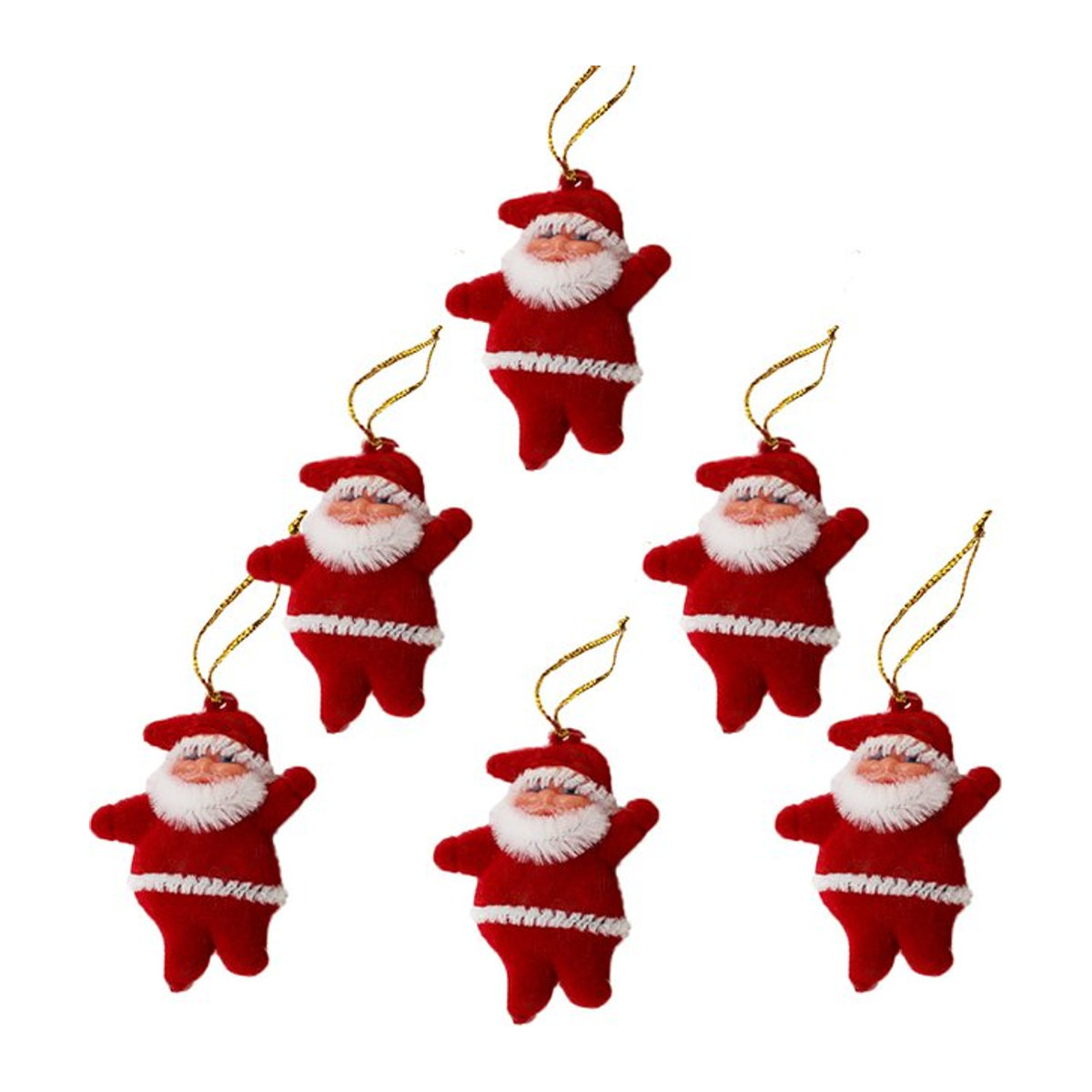 RIBBON HOUSE Weihnachtsmann Hängeornamente aus Textil, 6er Pack, Rot, Höhe: 5 cm - Bild 1