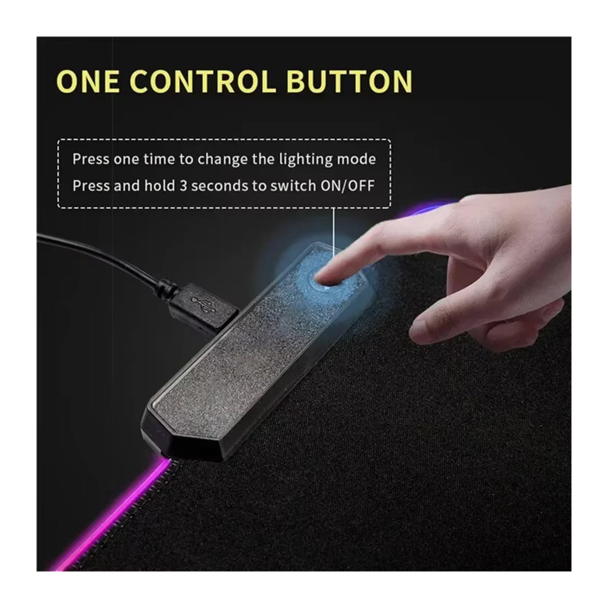 Riccu RGB Gaming-Mauspad XXL mit LED-Hintergrundbeleuchtung, Schwarz, Abstract Design, rutschfeste Gummimatte für Gaming und Streamer - Bild 2