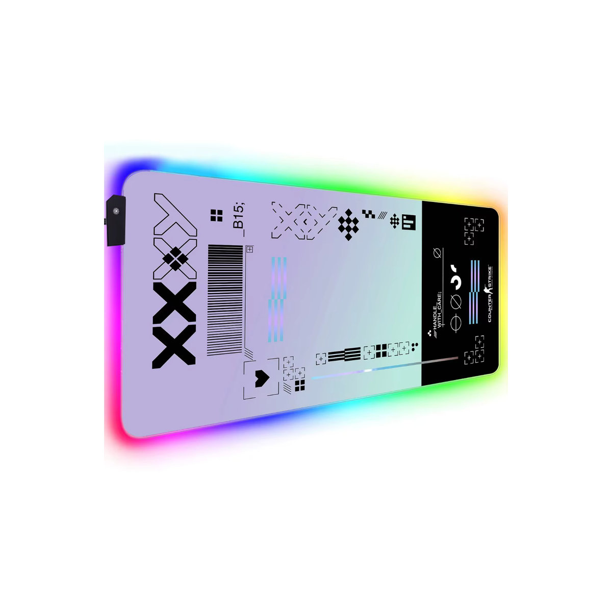 Riccu RGB Gaming-Mauspad XXL mit LED-Hintergrundbeleuchtung, Schwarz, Abstract Design, rutschfeste Gummimatte für Gaming und Streamer - Bild 3