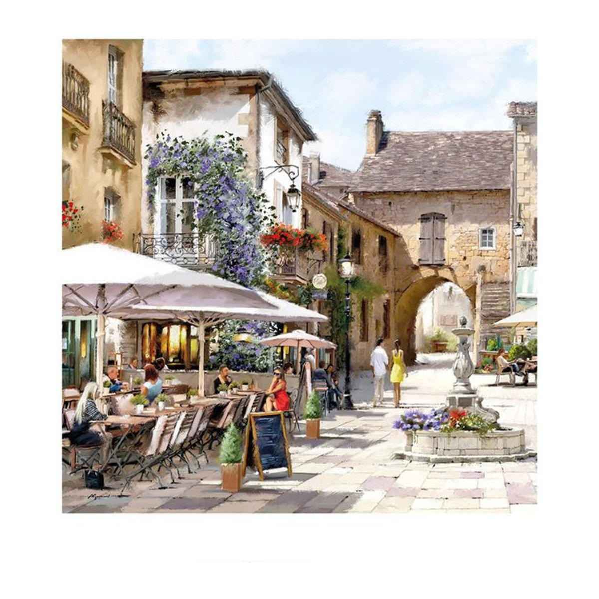 Richard Macneil Innenhofcafé Kunstdruck auf Papier, mehrfarbig, 40 x 40 cm - Bild 1