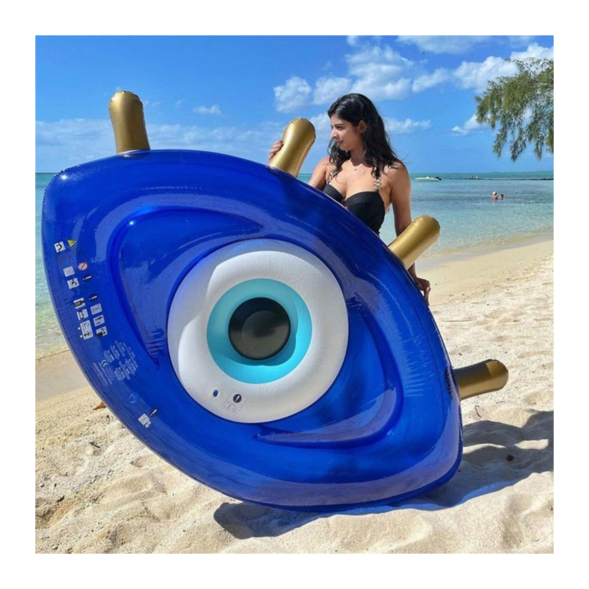 Riesige aufblasbare Augapfel Pool Float Liege im griechischen Auge Design als Schwimmmatratze für Strand und Pool - Bild 1