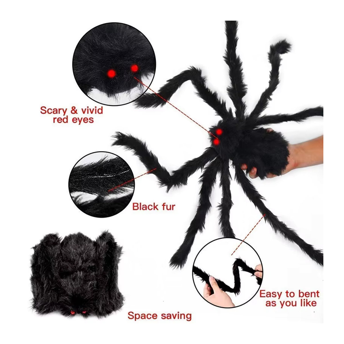 Riesige Halloween Spinne mit Spinnennetz in Schwarz und Weiß zur Dekoration für dein Spukhaus oder Outdoor-Events, Größe: 150 x 200 cm - Bild 3