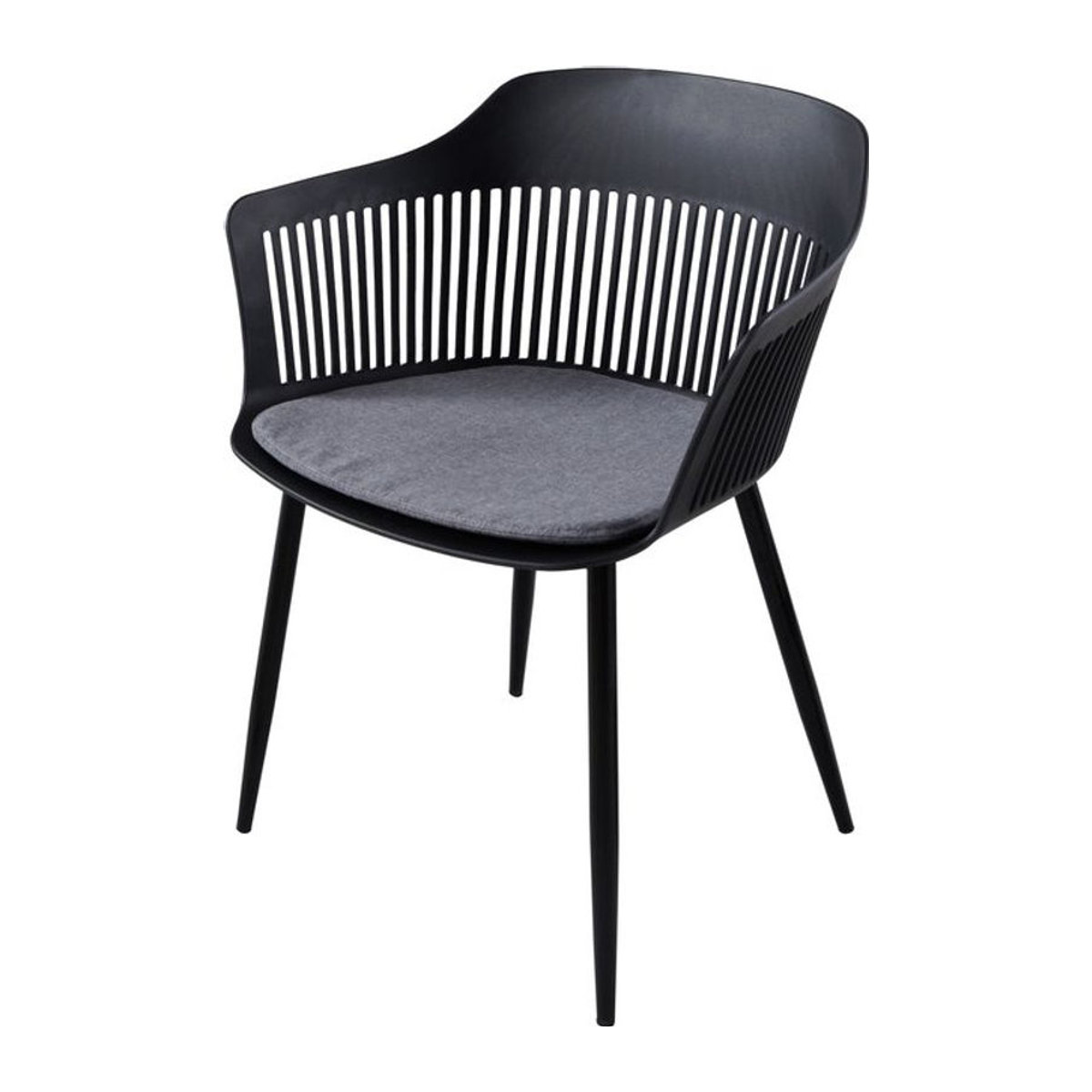 riess-ambiente Armlehnenstuhl AIRE Gartenstuhl aus Kunststoff und Stahl in Schwarz mit Kissen, modern und minimalistisch für Indoor und Outdoor - Bild 1