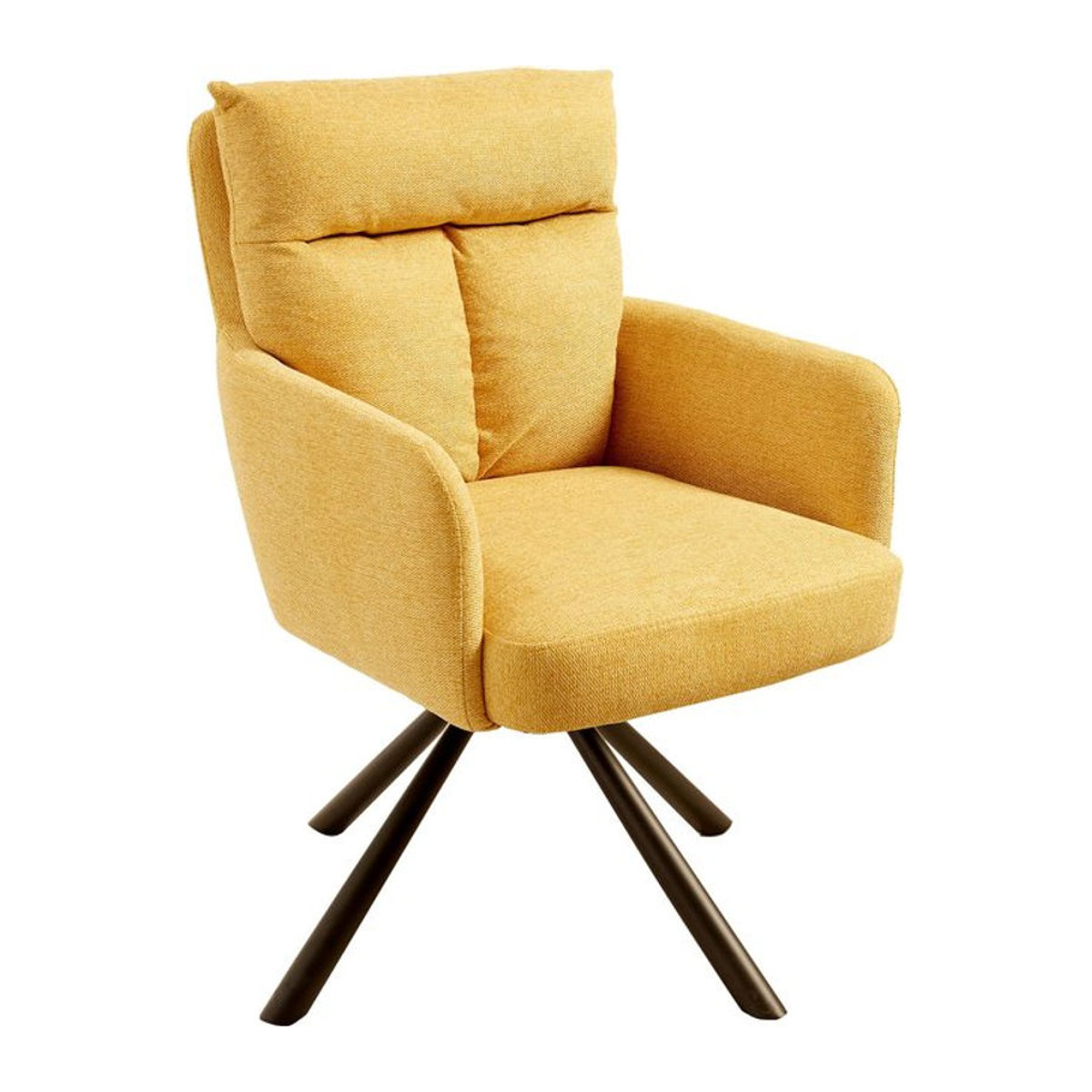 riess-ambiente Armlehnenstuhl BIG GEORGE Drehbar im Retro-Design Gelb mit Metallgestell und Stoffbezug - Bild 1