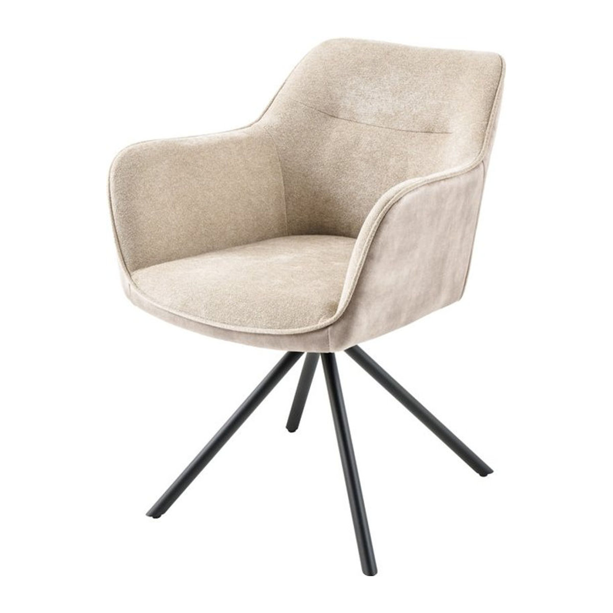 riess-ambiente Armlehnenstuhl VERONA in Beige aus Samt mit schwarzen Metallbeinen und drehbarer Funktion - Bild 1